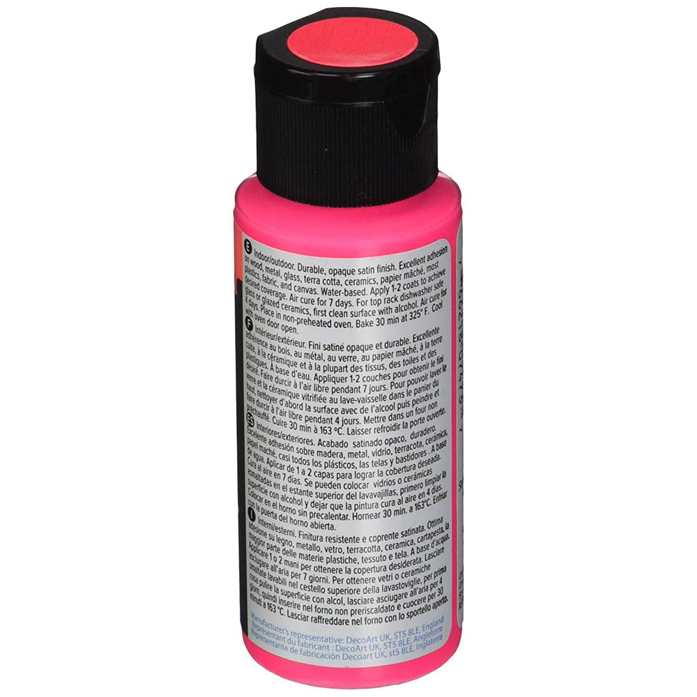 decoart americana multi surface acrylic paint - neon pink - 2 oz