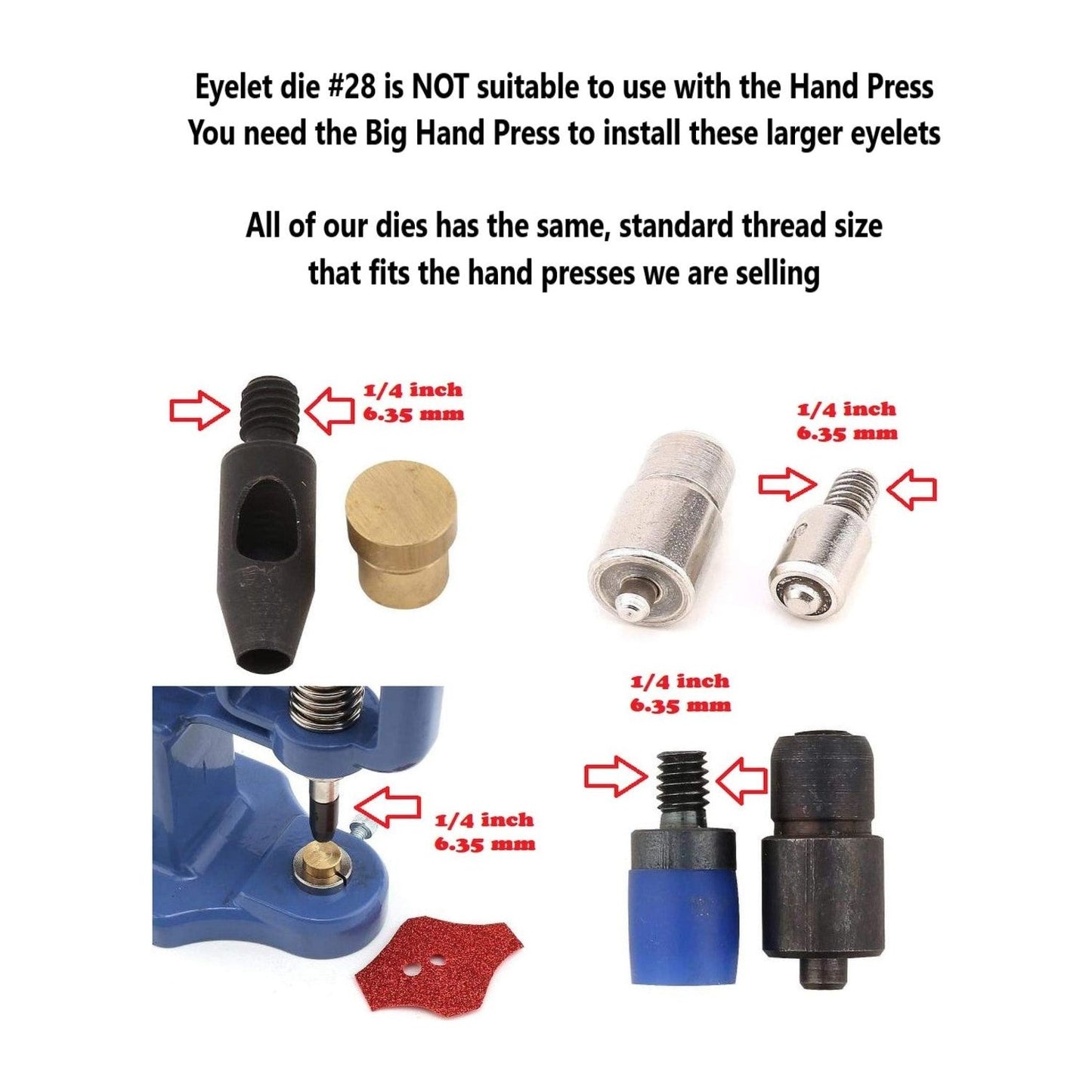 eyelet dies size 28 for grommets and eyelets (inner diameter: 12.5 mm)