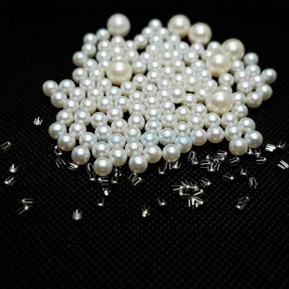 Ivory Color Imitation Pearl Beads, Round Acrylic Beads (1,76 oz = 50 grams)