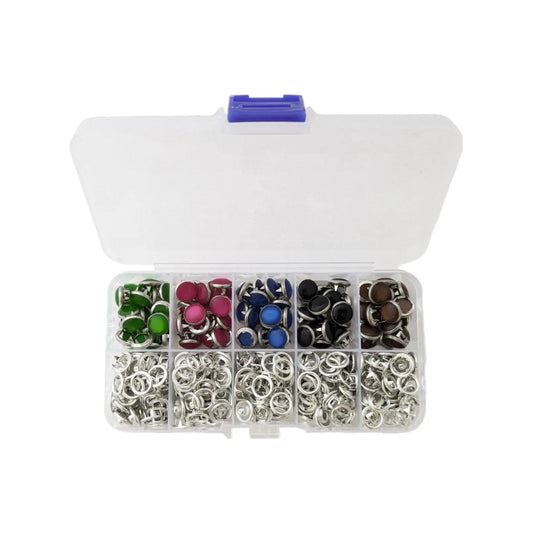 100 Sets 9.5 mm Prong Pearl Capped snaps in 5 colors - Image #1