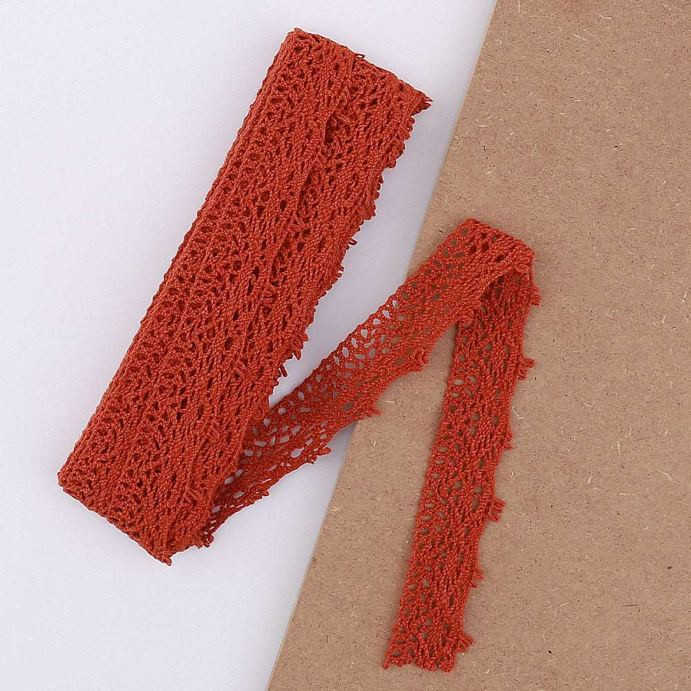 5mt brick red cotton crochet lace vintage trimming (34518)