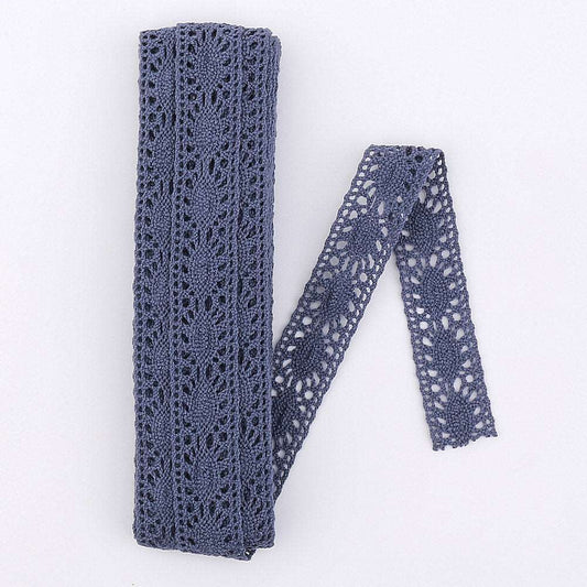 5mt indigo blue cotton crochet lace vintage trimming (34517)