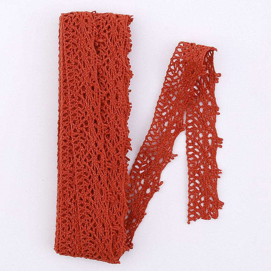 5mt brick red cotton crochet lace vintage trimming (34518)