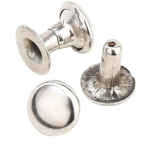 7 mm Single Cap Brass Rivets - Silver tone