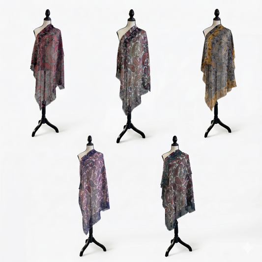 Elegant Paisley Lightweight Scarf for Women - Multipurpose 36" x 36"Soft Shawl & Wrap