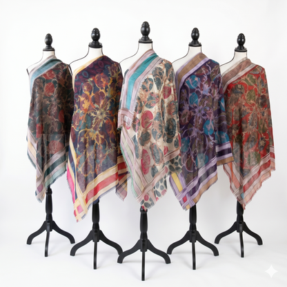 Elegant 36" Square Floral Scarf for Women – Soft Poly-Viscose Soft-touch Head Scarf, Lightweight Neckerchief, Bohemian Medallion Pattern Hair Wrap and Shawl