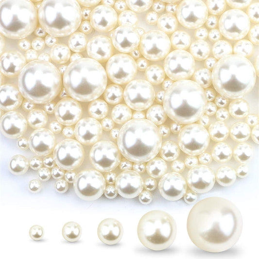 Ivory Color Imitation Pearl Beads, Round Acrylic Beads (1,76 oz = 50 grams)