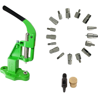 Large Essential Rivet Setting Kit with Hand Press Machine 8 Rivet Dies and 2 mm Hole Punch