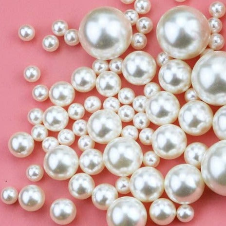 Ivory Color Imitation Pearl Beads, Round Acrylic Beads (1,76 oz = 50 grams)