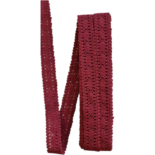 5mt Cotton Crochet Burgundy Lace Vintage Trimming (34516) - Hobby Trendy