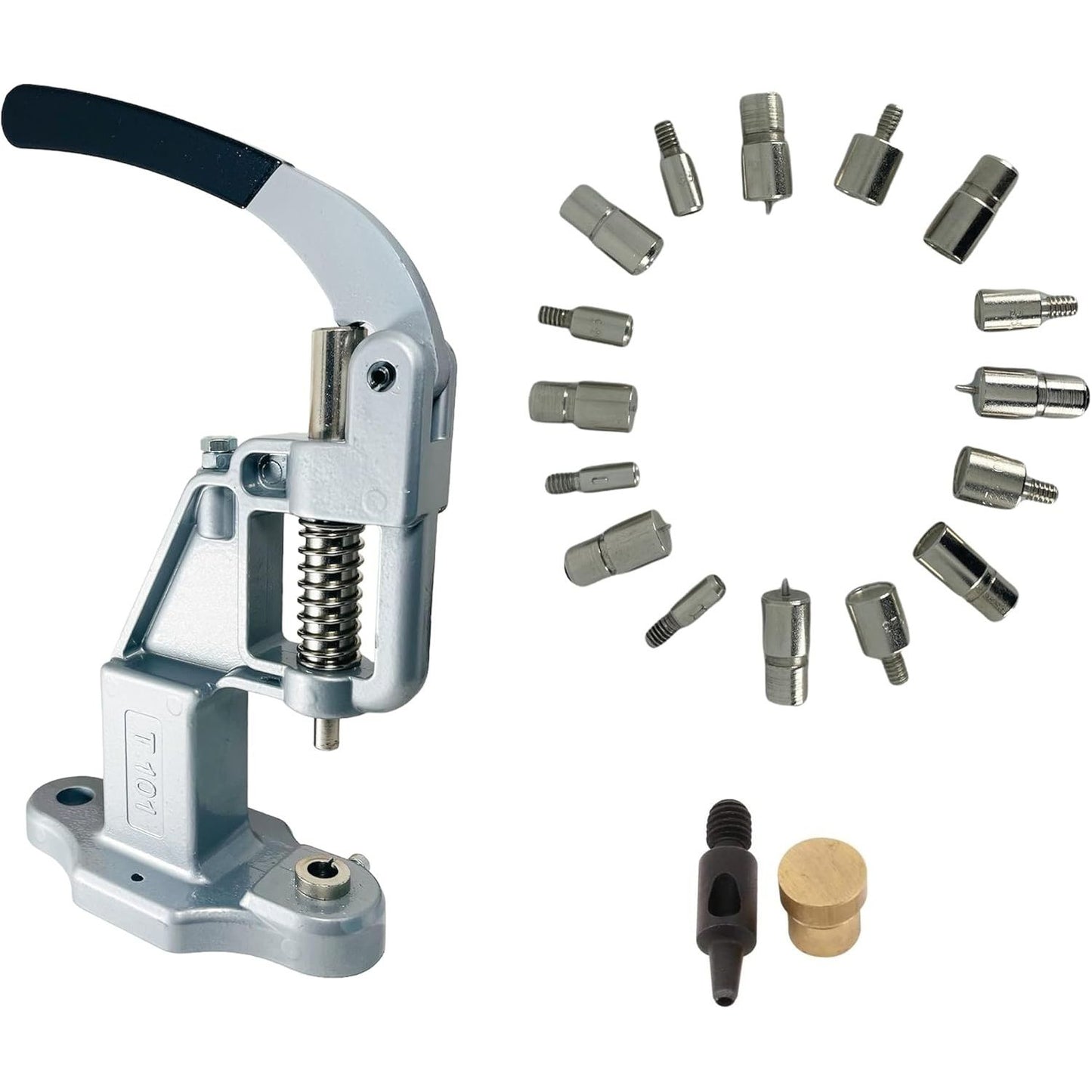 Large Essential Rivet Setting Kit with Hand Press Machine 8 Rivet Dies and 2 mm Hole Punch