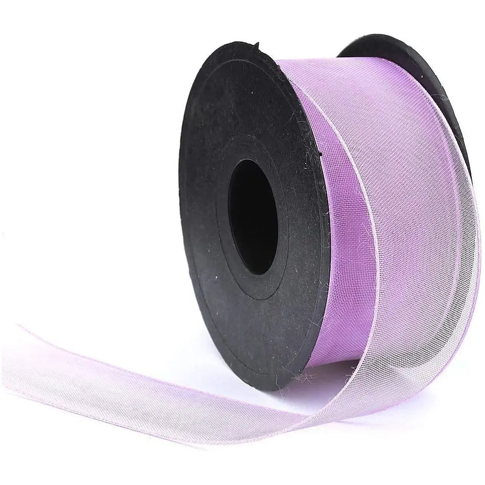 20 mt (21.9 yard) long 1 1/2" wide sheer organza pattern ribbon for sewing embellishment ribbon for crafts gift wrapping wedding party decorations violet