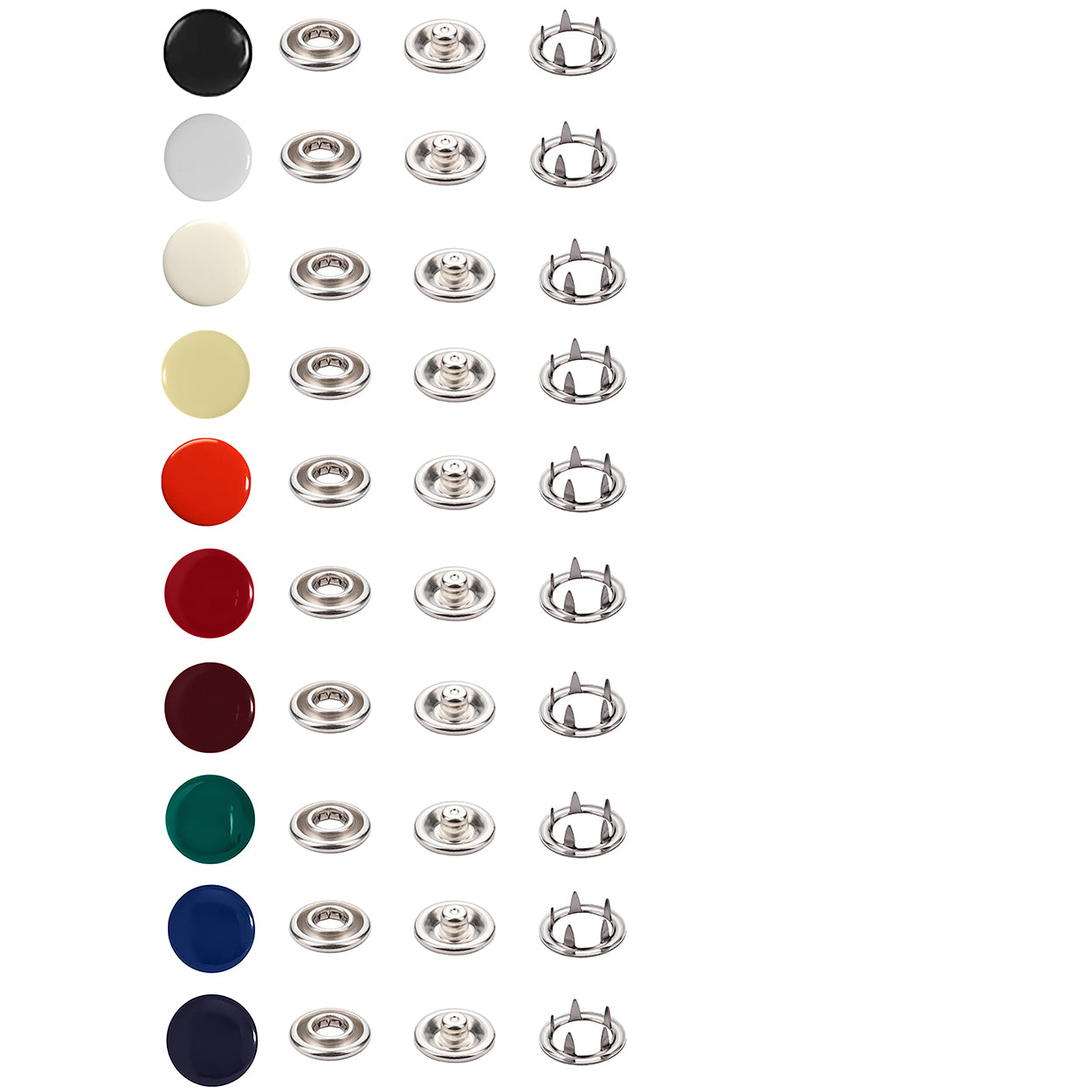 Enamel Colored 11 mm Capped Prong Snaps (Ln18)