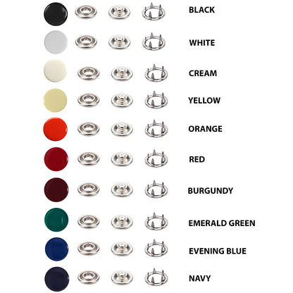 Enamel Colored 11 mm Capped Prong Snaps (Ln18)