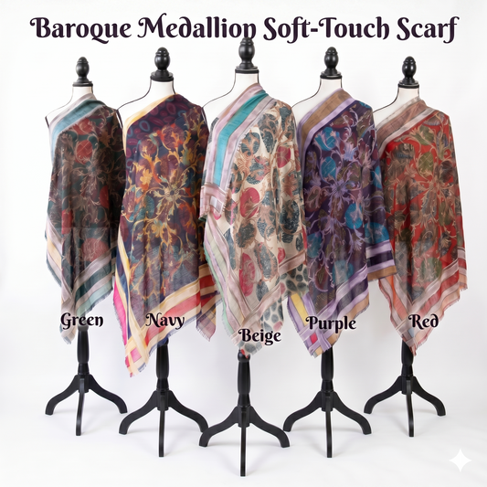 Elegant 36" Square Floral Scarf for Women – Soft Poly-Viscose Soft-touch Head Scarf, Lightweight Neckerchief, Bohemian Medallion Pattern Hair Wrap and Shawl