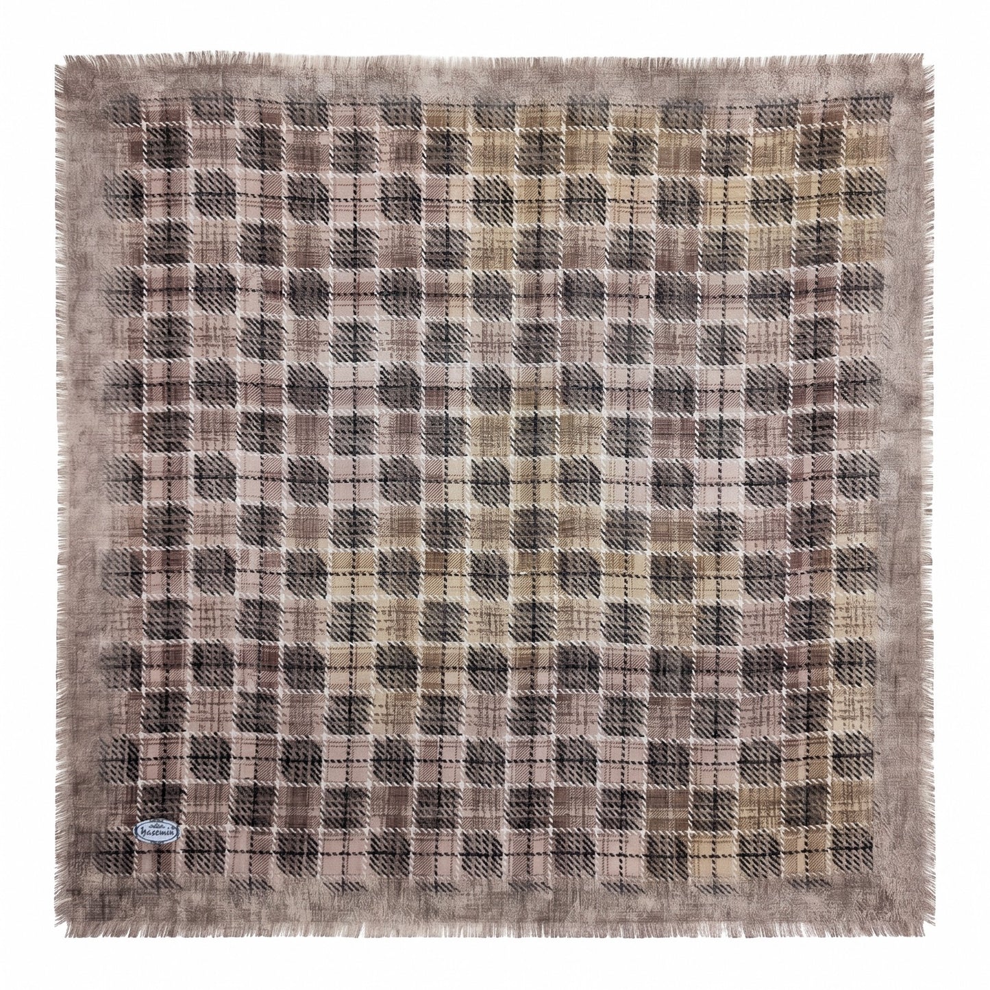 Soft Lightweight Plaid Square Scarf, 36x36 Poly-Viscon Head Wrap, Vibrant Multi-Color Checkered Neck Scarf