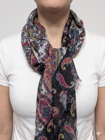 Elegant Paisley Lightweight Scarf for Women - Multipurpose 36" x 36"Soft Shawl & Wrap