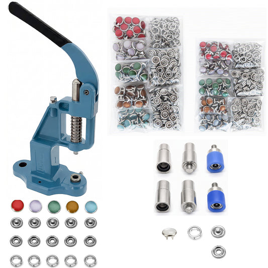 Pearl Snap Hand Press Tool & 200-Piece Snap Set (9.5 and 11 mm)