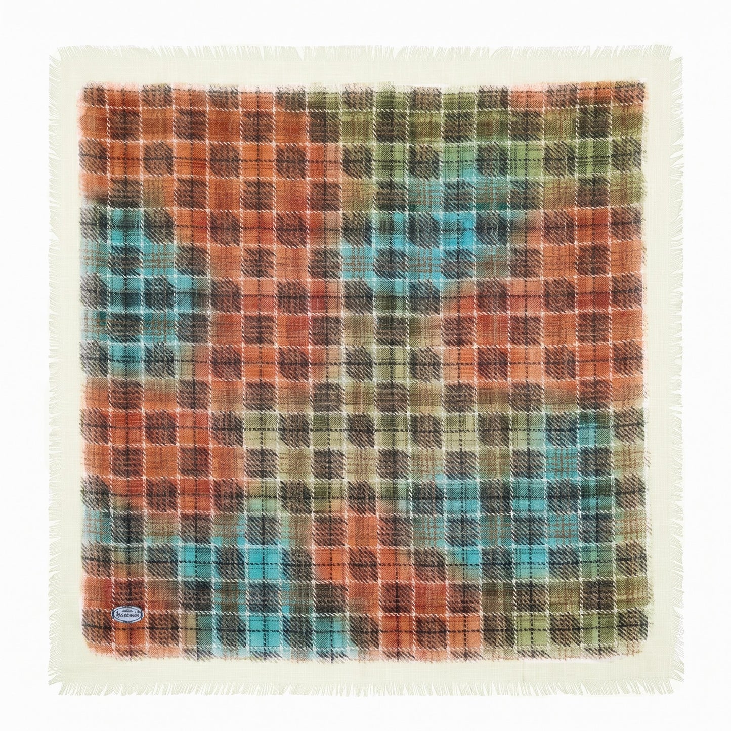 Soft Lightweight Plaid Square Scarf, 36x36 Poly-Viscon Head Wrap, Vibrant Multi-Color Checkered Neck Scarf