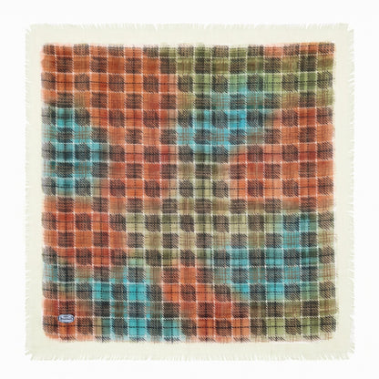 Soft Lightweight Plaid Square Scarf, 36x36 Poly-Viscon Head Wrap, Vibrant Multi-Color Checkered Neck Scarf