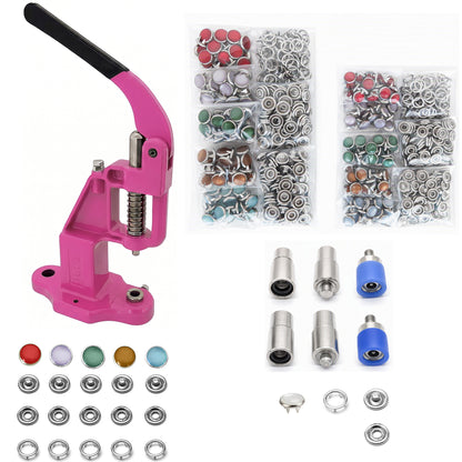 Pearl Snap Hand Press Tool & 200-Piece Snap Set (9.5 and 11 mm)