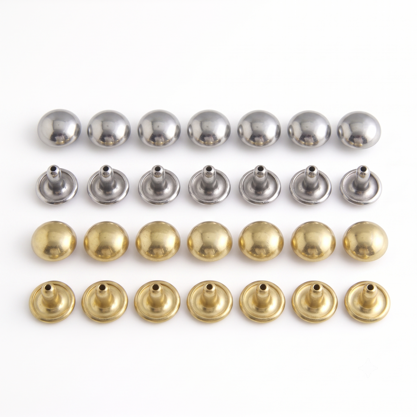9mm Dome/ Mushroom Rivets - High Dome Double Cap Rivets for Leathercraft & Bags (10mm Stem)