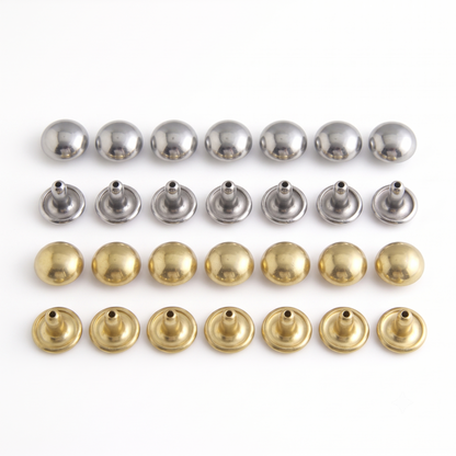 9mm Dome/ Mushroom Rivets - High Dome Double Cap Rivets for Leathercraft & Bags (10mm Stem)