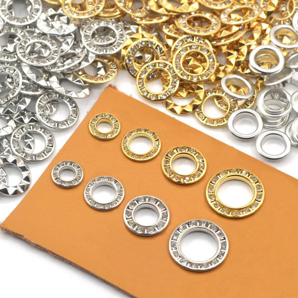 Silver Polish Brass Rhinestone Eyelets( Inner:6.5mm Outer:12mm)