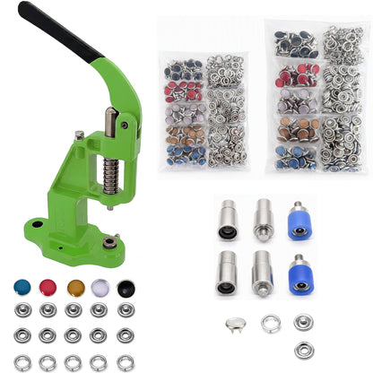 Pearl Snap Hand Press Tool & 200-Piece Snap Set (9.5 and 11 mm)