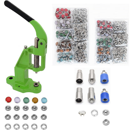 Pearl Snap Hand Press Tool & 200-Piece Snap Set (9.5 and 11 mm)