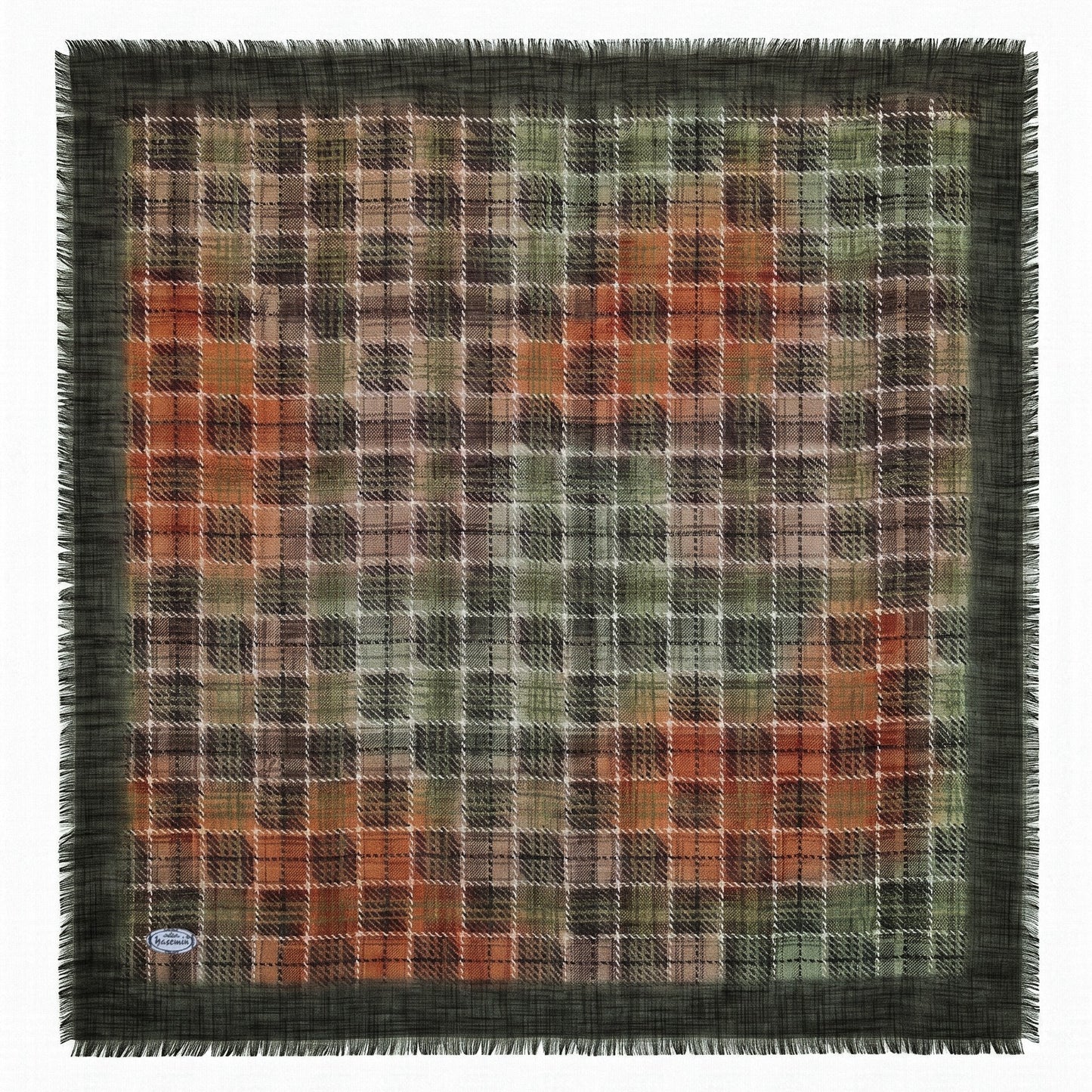 Soft Lightweight Plaid Square Scarf, 36x36 Poly-Viscon Head Wrap, Vibrant Multi-Color Checkered Neck Scarf