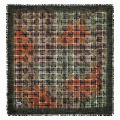 Soft Lightweight Plaid Square Scarf, 36x36 Poly-Viscon Head Wrap, Vibrant Multi-Color Checkered Neck Scarf