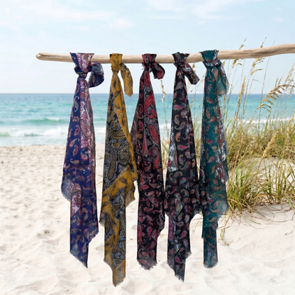 Elegant Paisley Lightweight Scarf for Women - Multipurpose 36" x 36"Soft Shawl & Wrap