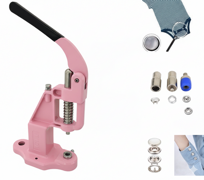 100 Sets 4 piece 9.5 mm Pearl Capped Prong Snap Button Set with Manual Grommet Machine, DIY Fastener Dies