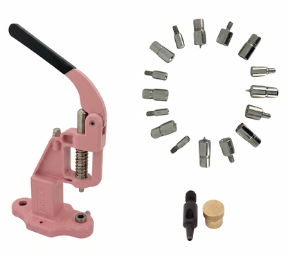 Large Essential Rivet Setting Kit with Hand Press Machine 8 Rivet Dies and 2 mm Hole Punch