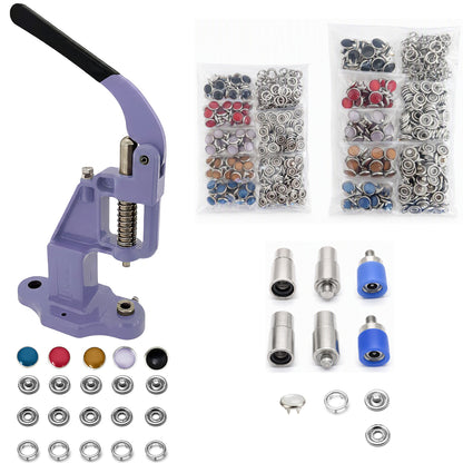 Pearl Snap Hand Press Tool & 200-Piece Snap Set (9.5 and 11 mm)