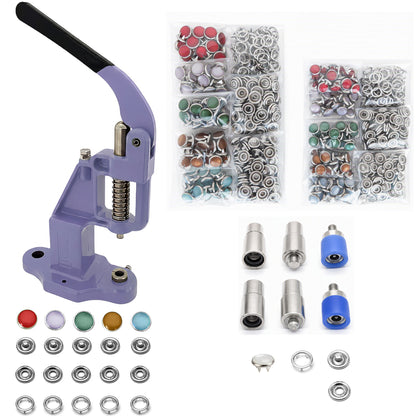 Pearl Snap Hand Press Tool & 200-Piece Snap Set (9.5 and 11 mm)