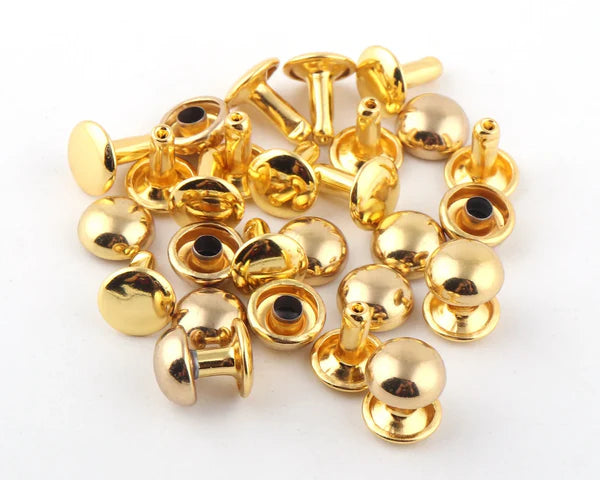 9mm Dome/ Mushroom Rivets - High Dome Double Cap Rivets for Leathercraft & Bags (10mm Stem)