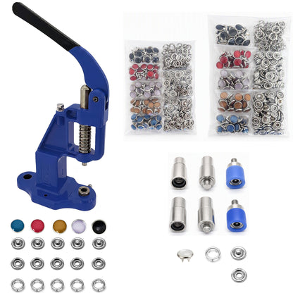 Pearl Snap Hand Press Tool & 200-Piece Snap Set (9.5 and 11 mm)