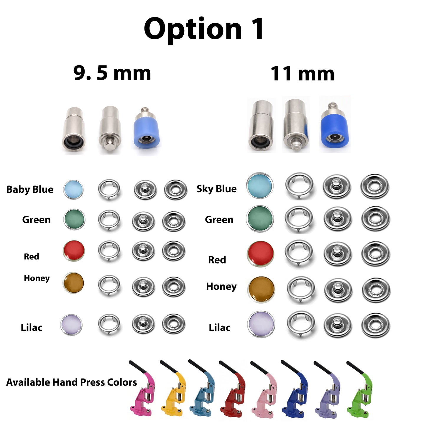Pearl Snap Hand Press Tool & 200-Piece Snap Set (9.5 and 11 mm)