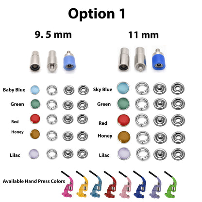 Pearl Snap Hand Press Tool & 200-Piece Snap Set (9.5 and 11 mm)