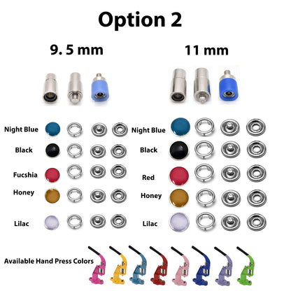 Pearl Snap Hand Press Tool & 200-Piece Snap Set (9.5 and 11 mm)