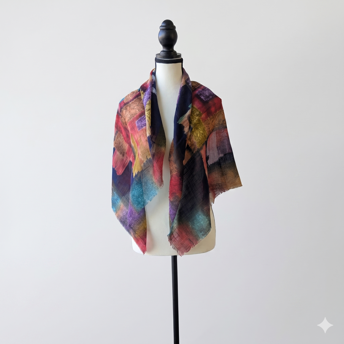 Large 36" Square Lightweight Scarf for Women - Poly-Viscose Artful Patchwork Design