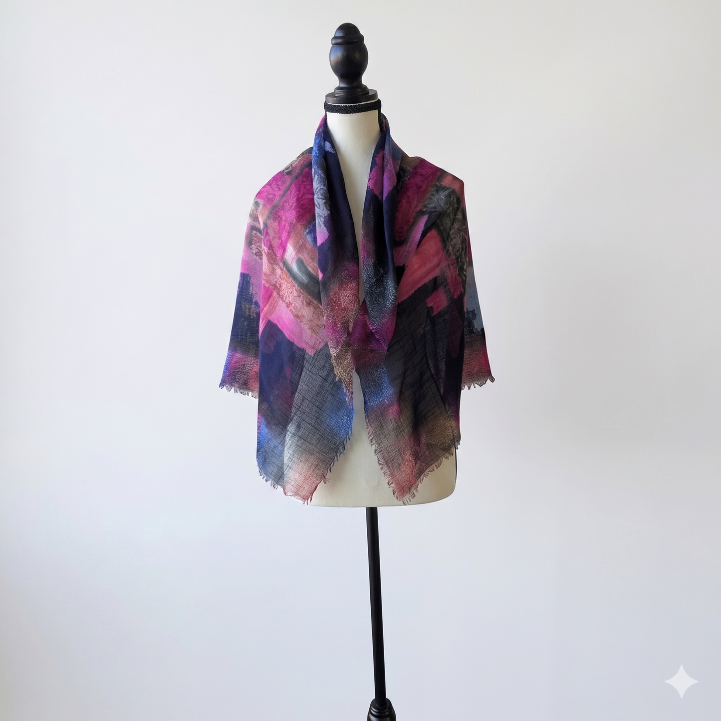 Large 36" Square Lightweight Scarf for Women - Poly-Viscose Artful Patchwork Design