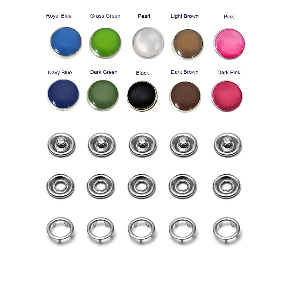 9.5 mm Colored Pearl Capped Prong Snaps 20 sets or 50 sets