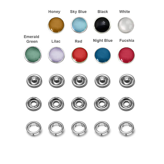 9.5mm Pearl Capped Colorful Prong Snaps