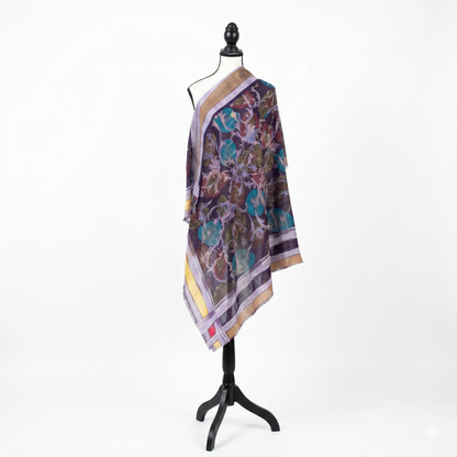 Elegant 36" Square Floral Scarf for Women – Soft Poly-Viscose Soft-touch Head Scarf, Lightweight Neckerchief, Bohemian Medallion Pattern Hair Wrap and Shawl