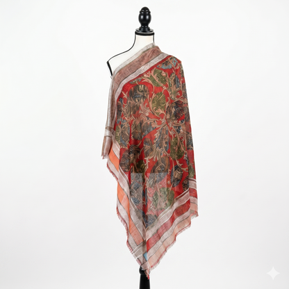 Elegant 36" Square Floral Scarf for Women – Soft Poly-Viscose Soft-touch Head Scarf, Lightweight Neckerchief, Bohemian Medallion Pattern Hair Wrap and Shawl