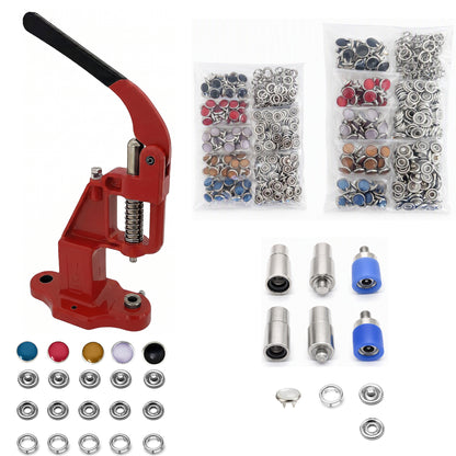 Pearl Snap Hand Press Tool & 200-Piece Snap Set (9.5 and 11 mm)