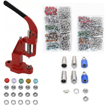Pearl Snap Hand Press Tool & 200-Piece Snap Set (9.5 and 11 mm)